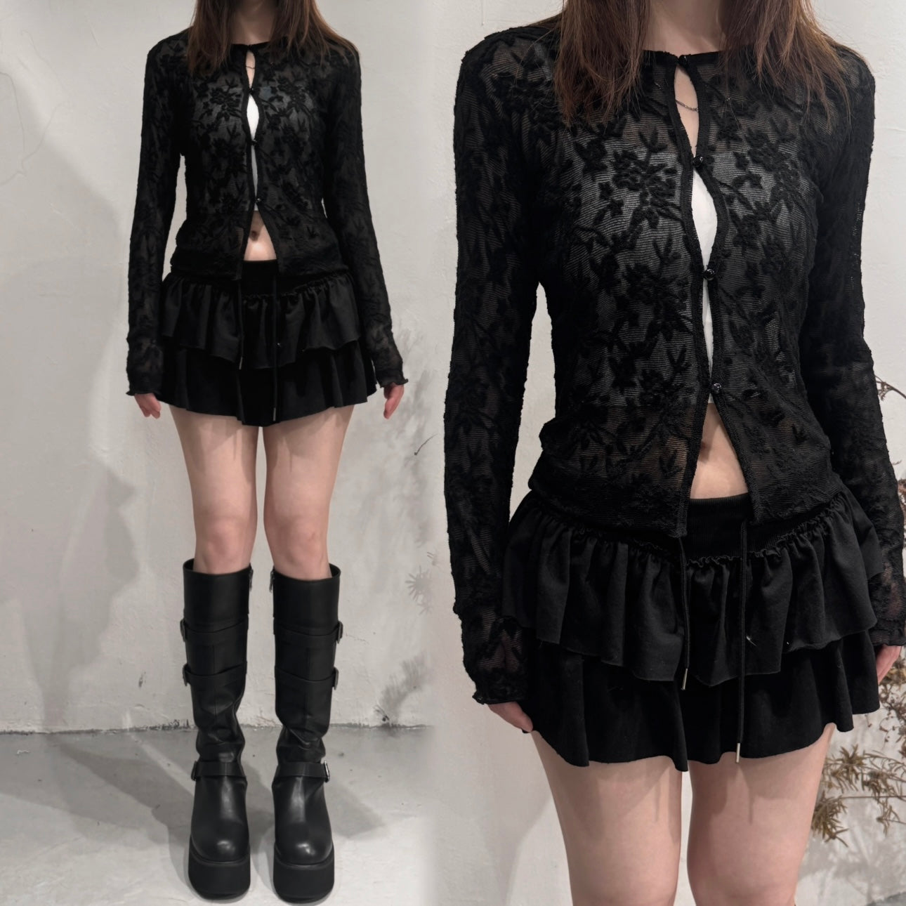 [ 店主自留🐈‍⬛ 超親膚！] Lace 2-ways top/ black