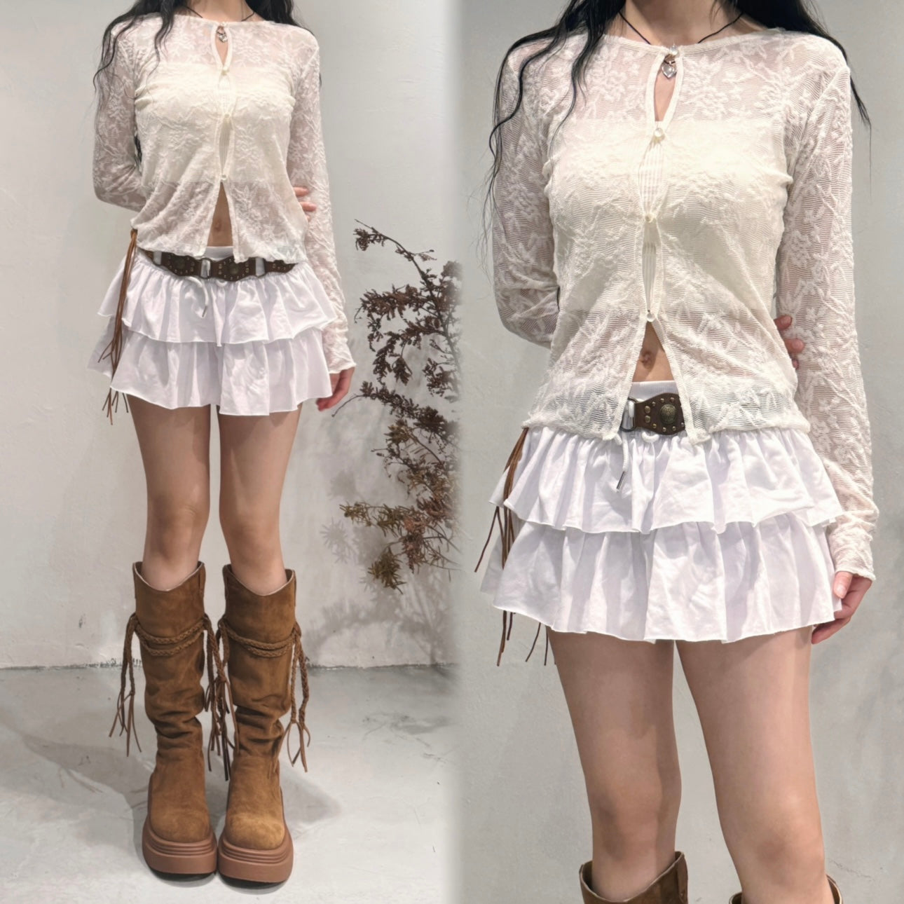 [ 店主自留🐈‍⬛ 超親膚！] Lace 2-ways top/ ivory