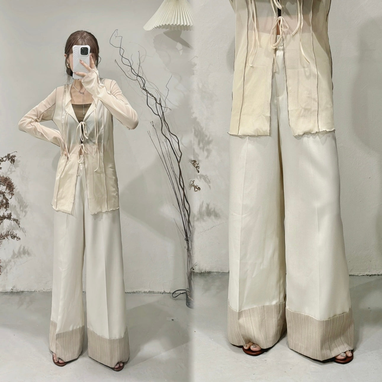 Patchwork pants / beige