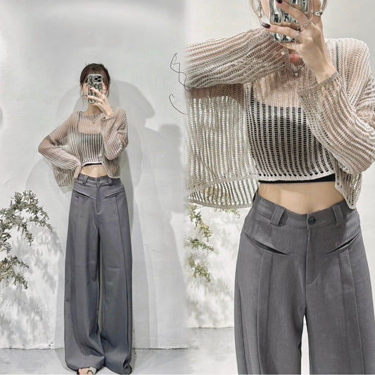 Tied dye knit top / beige