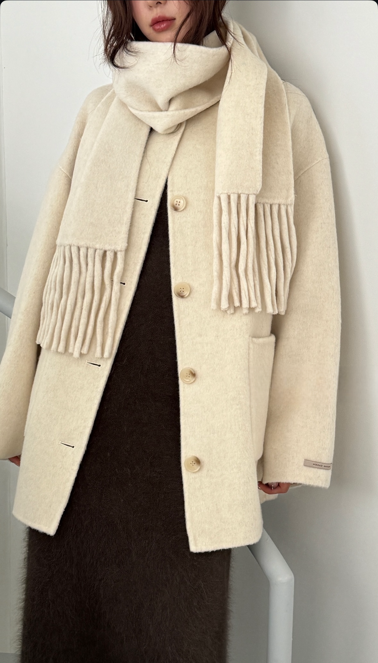 [100%羊毛！超高質大褸！] Oversized wool blended scarf coat / ivory