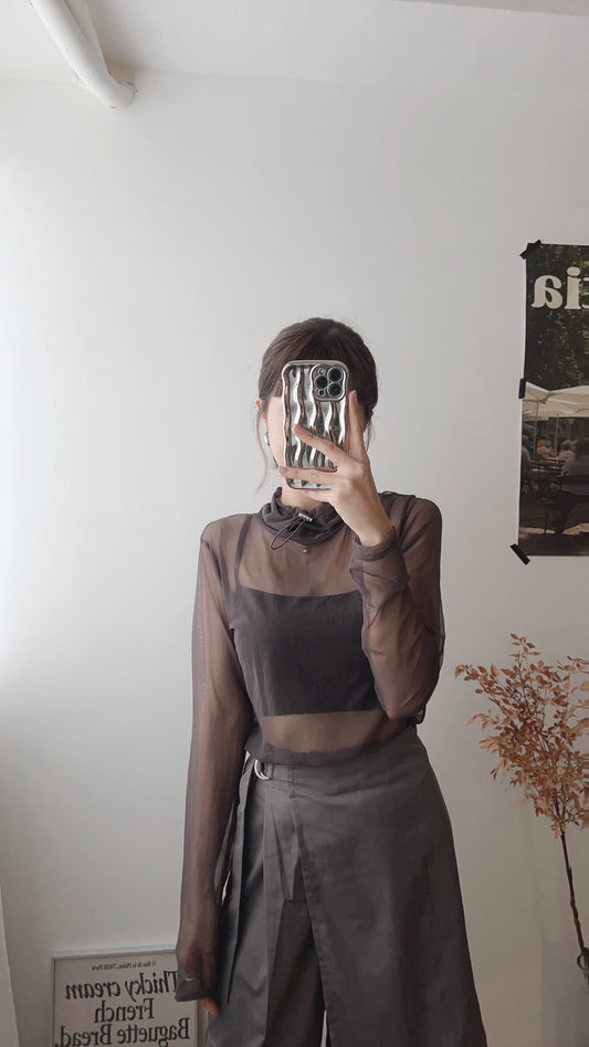 (My Picks!) See through Turtleneck Top/ Purple