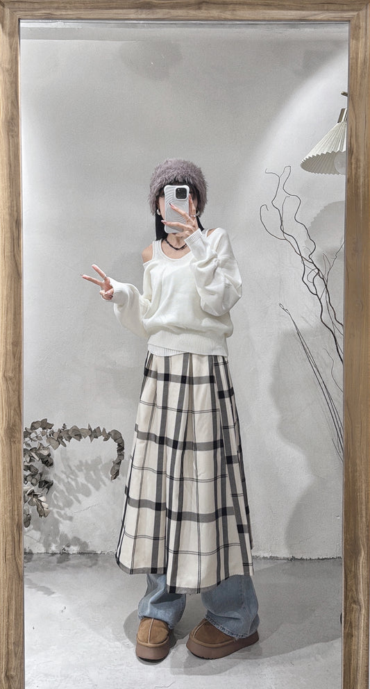 [ 超高質法式感格紋裙！🥯 ] Checkered skirt / ivory