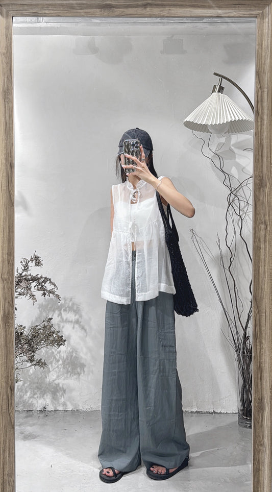 [ basic 易襯款！] Kody see through top / white