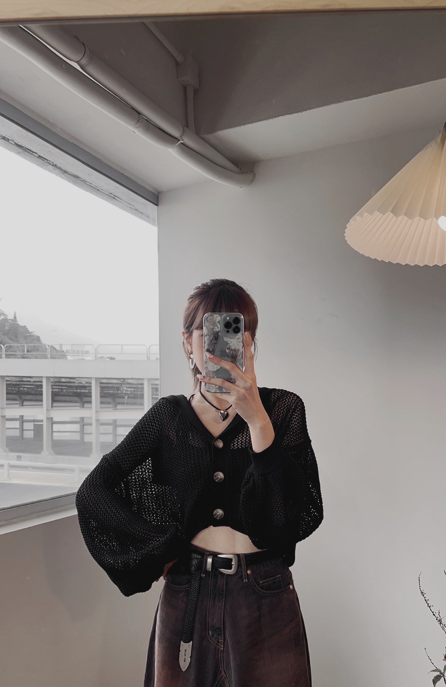 (MUST HAVE!) Net cropped top/ Black