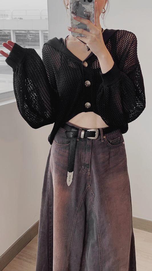 (MUST HAVE!) Net cropped top/ Black